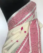 White Handwoven Cotton Jamdani Saree - Image 4