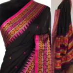 Black Handwoven Cotton Jamdani Saree - Image 2