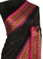 Black Handwoven Cotton Jamdani Saree - Image 4