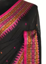 Black Handwoven Cotton Jamdani Saree - Image 5