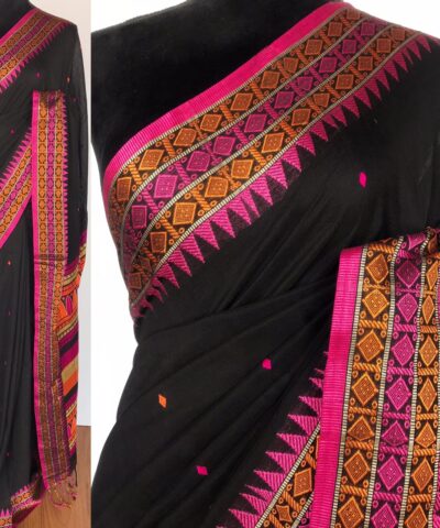 Black Handwoven Cotton Jamdani Saree
