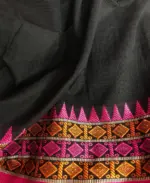 Black Handwoven Cotton Jamdani Saree - Image 7