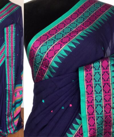 Royal Blue Handwoven Cotton Jamdani Saree