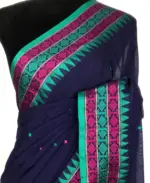Royal Blue Handwoven Cotton Jamdani Saree - Image 3