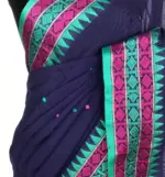 Royal Blue Handwoven Cotton Jamdani Saree - Image 4