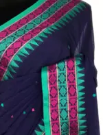 Royal Blue Handwoven Cotton Jamdani Saree - Image 6