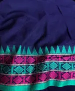 Royal Blue Handwoven Cotton Jamdani Saree - Image 7