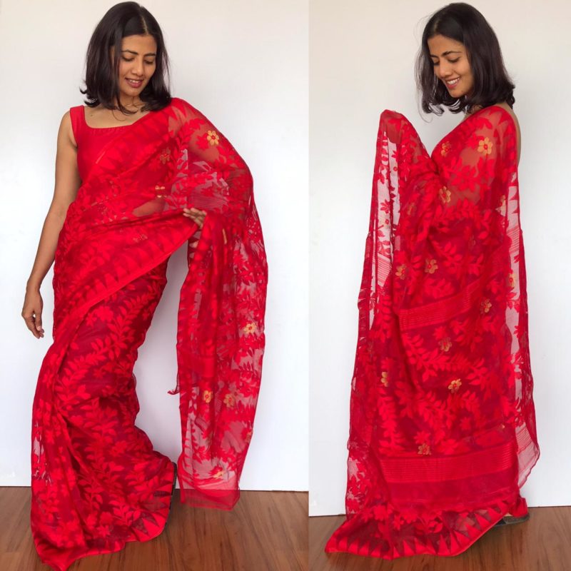 red sarees under 3000
