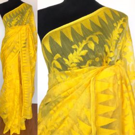 Yellow Handwoven Cotton Silk Jamdani Saree