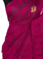 Magenta Pink Handwoven Cotton Silk Jamdani Saree - Image 4
