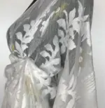 White Handwoven Cotton Silk Jamdani Saree - Image 6