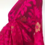 Pink Handwoven Cotton Silk Jamdani Saree - Image 5
