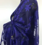 Blue Handwoven Cotton Silk Jamdani Saree - Image 6