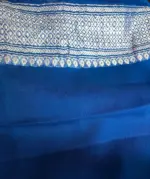 Cobalt Blue Pure Khaddi Banarasi Silk Saree in Chiffon woven in Silver Zari - Image 8