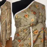 Grey Banarasi Silk Saree with Printed Florals