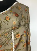 Grey Banarasi Silk Saree with Printed Florals - Image 4