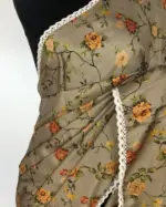 Grey Banarasi Silk Saree with Printed Florals - Image 5