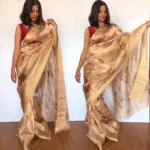 Gold Tissue Silk Saree with Printed Florals