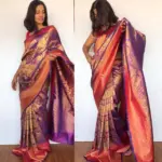 Purple Banarasi Silk Saree with Antique Zari Weaves - Image 2