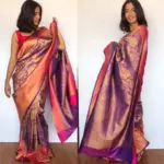 Purple Banarasi Silk Saree with Antique Zari Weaves
