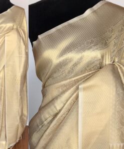 Cream Banarasi Silk Saree with Gold Zari Weaves