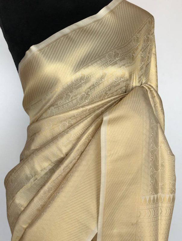 Monjolika Fashion Glamour And Tradition With This Zari Woven Turquoise And Cream Banarasi Silk Saree main image 1