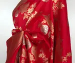 Scarlet Red Banarasi Silk Saree with Gold and Silver Zari Weaves - Image 6