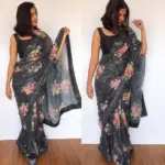 Black Designer Saree with Sequins Embroidery - Image 3