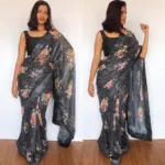 Black Designer Saree with Sequins Embroidery - Image 4