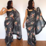 Black Designer Saree with Sequins Embroidery - Image 5