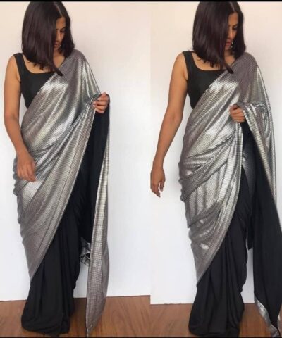 Silver Embellished Designer Saree