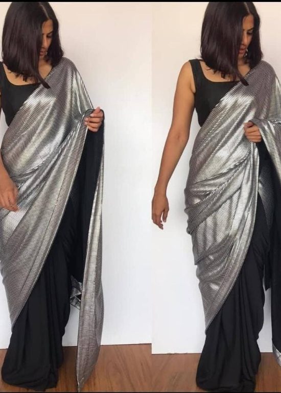 Silver Embellished Designer Saree