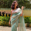 Sea Green Organza Saree with Heavy Embroidery