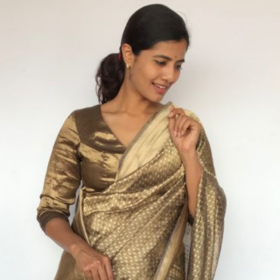 Metallic Gold Heavy Tissue Silk Blouse