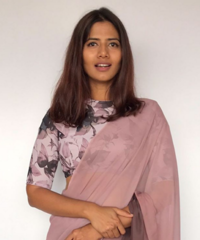 Mauve Georgette Blouse With Floral Prints