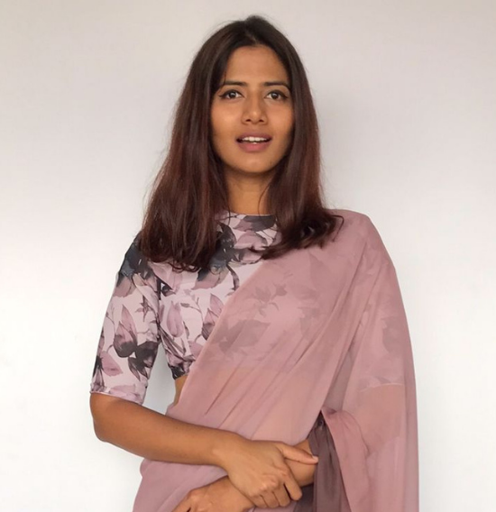 Mauve Georgette Blouse With Floral Prints