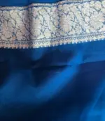 Cobalt Blue Banarasi Silk Saree in Pure Khaddi Chiffon - Image 8