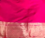 Watermelon Pink Banarasi Silk Saree with Gold Zari Weaves - Image 7