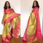 Gold Kora Silk Saree with Gold Zari Weaves