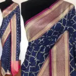 Navy Blue Katan Silk Saree with Gold Zari Weaves