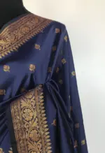 Navyblue Banarasi Silk Saree with Gold Zari Buttas - Image 5