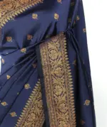 Navyblue Banarasi Silk Saree with Gold Zari Buttas - Image 8