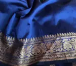 Navyblue Banarasi Silk Saree with Gold Zari Buttas - Image 9