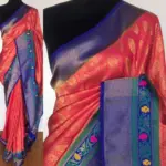 Creamy Pink Banarasi Silk Saree adorned with Beautiful Meenakari Weaves
