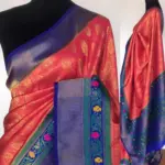 Creamy Pink Banarasi Silk Saree adorned with Beautiful Meenakari Weaves - Image 2