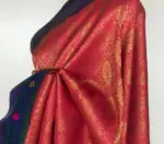 Creamy Pink Banarasi Silk Saree adorned with Beautiful Meenakari Weaves - Image 6