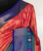 Creamy Pink Banarasi Silk Saree adorned with Beautiful Meenakari Weaves - Image 7