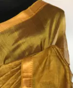 Mustard Mangalagiri Silk Saree handmade with silk border - Image 9