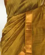 Mustard Mangalagiri Silk Saree handmade with silk border - Image 10