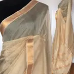 Off white Mangalagiri Silk Saree with gold zari checks - Image 4
